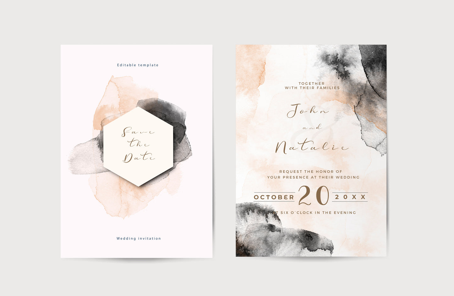 Esküvői meghívó EM06 - Két oldalas Akvarell hatású esküvői meghívó - Erdélyi Esküvői Meghívók - Wedding invitation EM06 - Két oldalas Akvarell hatású esküvői meghívó - invitatii de nunta EM06 - Két oldalas Akvarell hatású esküvői meghívó