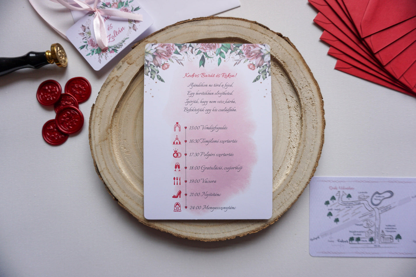 Esküvői meghívó EM07 - Két oldalas Virágmintás, szalaggal átkötött esküvői meghívó - Erdélyi Esküvői Meghívók - Wedding invitation EM07 - Két oldalas Virágmintás, szalaggal átkötött esküvői meghívó - invitatii de nunta EM07 - Két oldalas Virágmintás, szalaggal átkötött esküvői meghívó