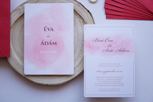 Esküvői meghívó EM13 - Két oldalas Akvarell hatású esküvői meghívó - Erdélyi Esküvői Meghívók - Wedding invitation EM13 - Két oldalas Akvarell hatású esküvői meghívó - invitatii de nunta EM13 - Két oldalas Akvarell hatású esküvői meghívó