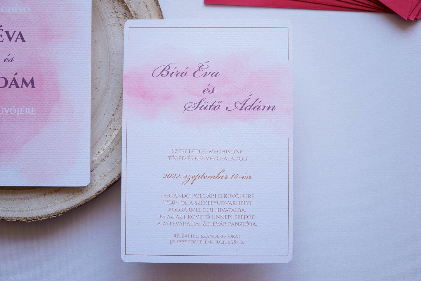 Esküvői meghívó EM13 - Két oldalas Akvarell hatású esküvői meghívó - Erdélyi Esküvői Meghívók - Wedding invitation EM13 - Két oldalas Akvarell hatású esküvői meghívó - invitatii de nunta EM13 - Két oldalas Akvarell hatású esküvői meghívó
