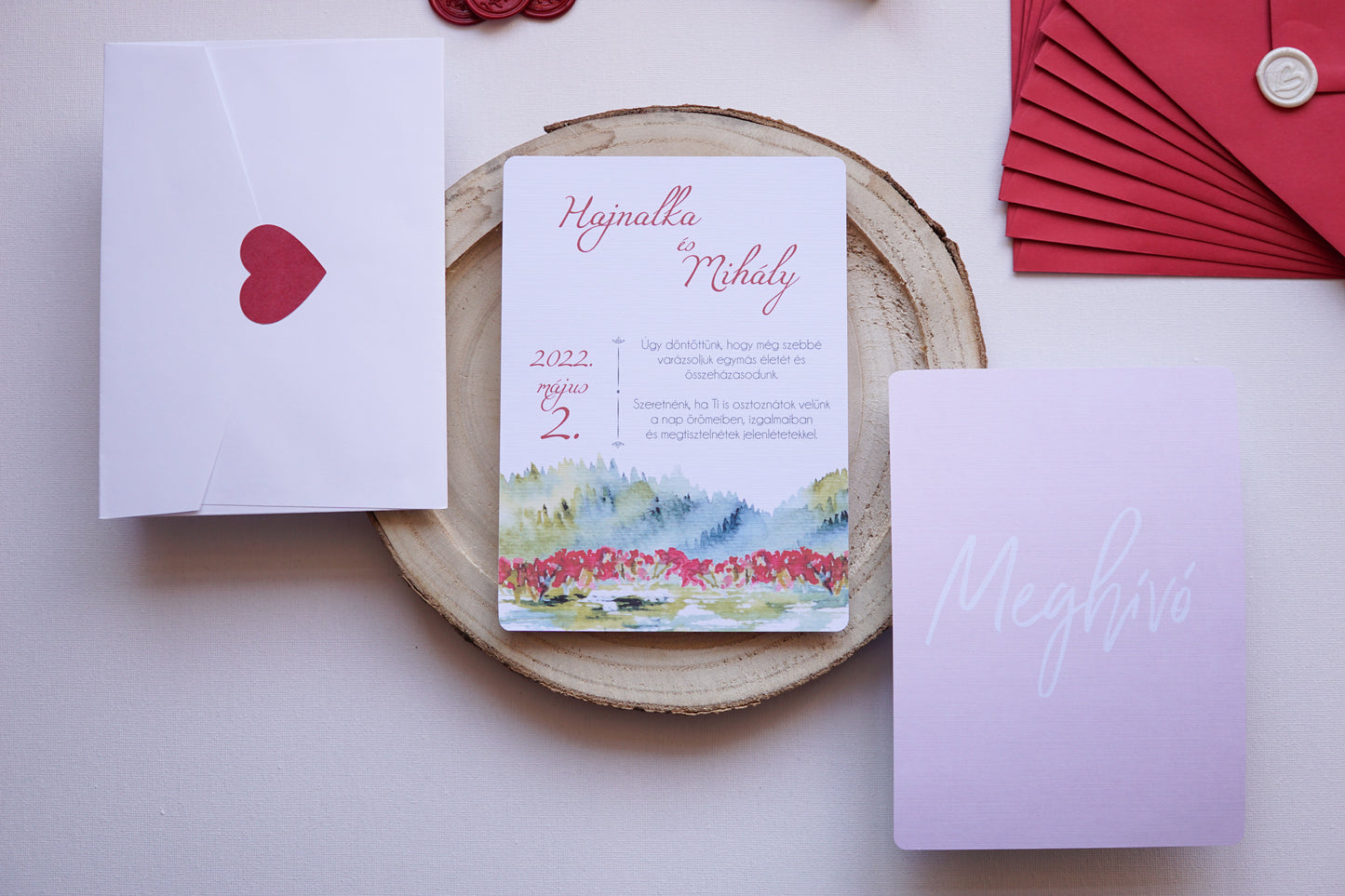 Esküvői meghívó EM15 - Két oldalas Akvarell tájkép hatású esküvői meghívó - Erdélyi Esküvői Meghívók - Wedding invitation EM15 - Két oldalas Akvarell tájkép hatású esküvői meghívó - invitatii de nunta EM15 - Két oldalas Akvarell tájkép hatású esküvői meghívó