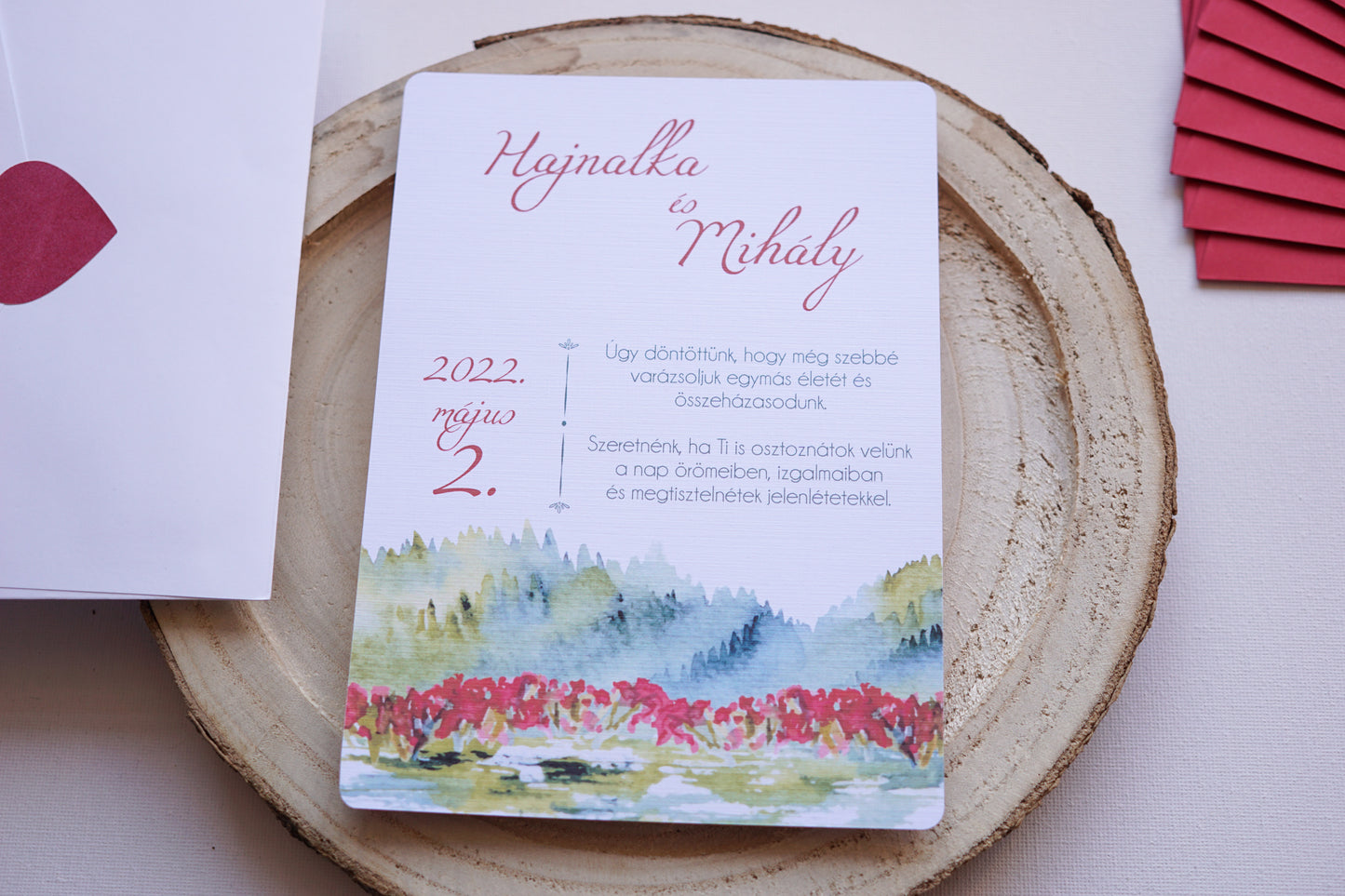 Esküvői meghívó EM15 - Két oldalas Akvarell tájkép hatású esküvői meghívó - Erdélyi Esküvői Meghívók - Wedding invitation EM15 - Két oldalas Akvarell tájkép hatású esküvői meghívó - invitatii de nunta EM15 - Két oldalas Akvarell tájkép hatású esküvői meghívó