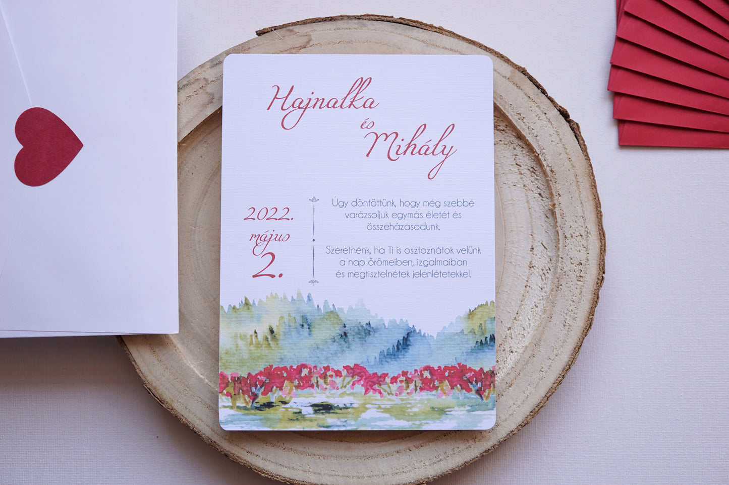 Esküvői meghívó EM15 - Két oldalas Akvarell tájkép hatású esküvői meghívó - Erdélyi Esküvői Meghívók - Wedding invitation EM15 - Két oldalas Akvarell tájkép hatású esküvői meghívó - invitatii de nunta EM15 - Két oldalas Akvarell tájkép hatású esküvői meghívó