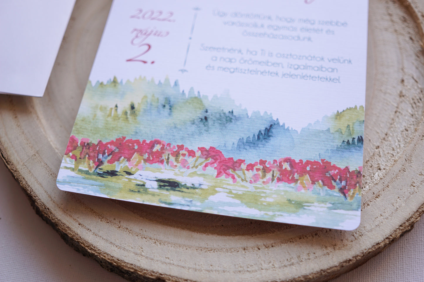 Esküvői meghívó EM15 - Két oldalas Akvarell tájkép hatású esküvői meghívó - Erdélyi Esküvői Meghívók - Wedding invitation EM15 - Két oldalas Akvarell tájkép hatású esküvői meghívó - invitatii de nunta EM15 - Két oldalas Akvarell tájkép hatású esküvői meghívó