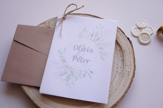 Esküvői meghívó EM17 - Pausz papíros greenery esküvői meghívó - Erdélyi Esküvői Meghívók - Wedding invitation EM17 - Pausz papíros greenery esküvői meghívó - invitatii de nunta EM17 - Pausz papíros greenery esküvői meghívó