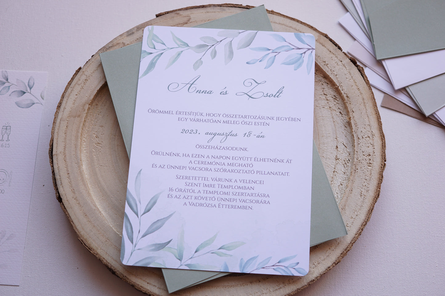 Esküvői meghívó EM20 - Egy oldalas Greenery esküvői meghívó - Erdélyi Esküvői Meghívók - Wedding invitation EM20 - Egy oldalas Greenery esküvői meghívó - invitatii de nunta EM20 - Egy oldalas Greenery esküvői meghívó