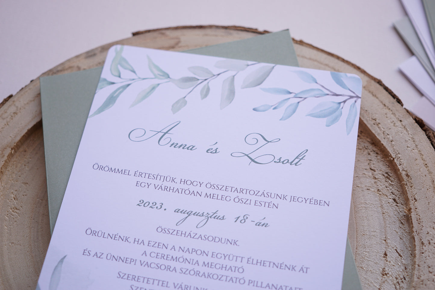 Esküvői meghívó EM20 - Egy oldalas Greenery esküvői meghívó - Erdélyi Esküvői Meghívók - Wedding invitation EM20 - Egy oldalas Greenery esküvői meghívó - invitatii de nunta EM20 - Egy oldalas Greenery esküvői meghívó