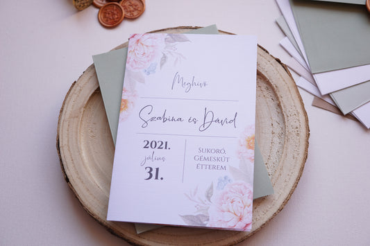 Esküvői meghívó EM11 - Kinyitható virágmintás esküvői meghívó - Erdélyi Esküvői Meghívók - Wedding invitation EM11 - Kinyitható virágmintás esküvői meghívó - invitatii de nunta EM11 - Kinyitható virágmintás esküvői meghívó