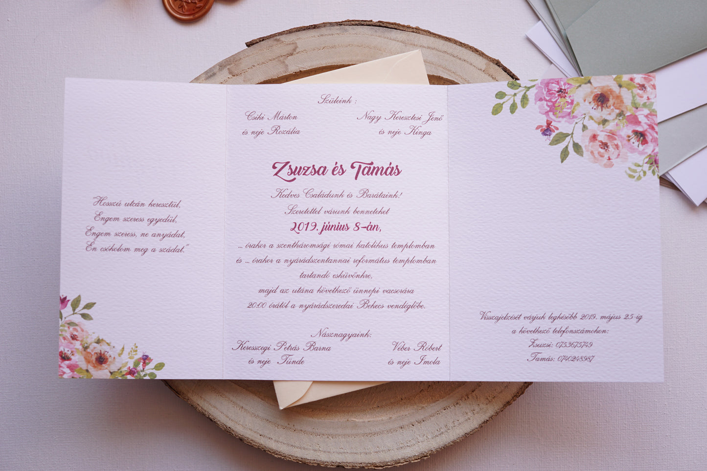 Esküvői meghívó EM23 - Kinyitható Virágmintás esküvői meghívó - Erdélyi Esküvői Meghívók - Wedding invitation EM23 - Kinyitható Virágmintás esküvői meghívó - invitatii de nunta EM23 - Kinyitható Virágmintás esküvői meghívó