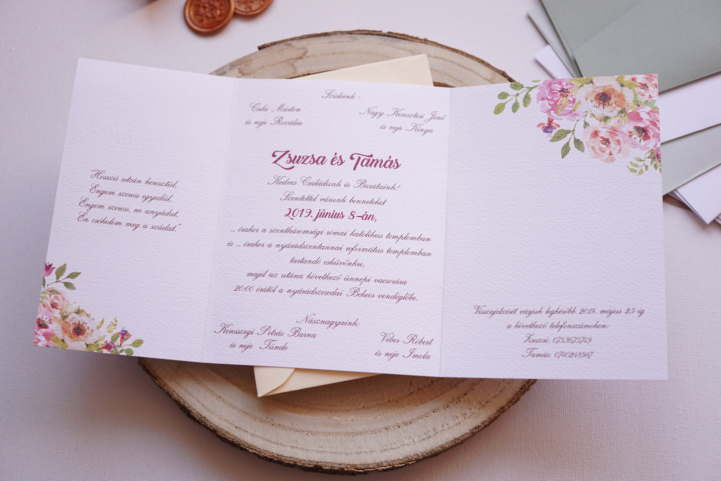 Esküvői meghívó EM23 - Kinyitható Virágmintás esküvői meghívó - Erdélyi Esküvői Meghívók - Wedding invitation EM23 - Kinyitható Virágmintás esküvői meghívó - invitatii de nunta EM23 - Kinyitható Virágmintás esküvői meghívó