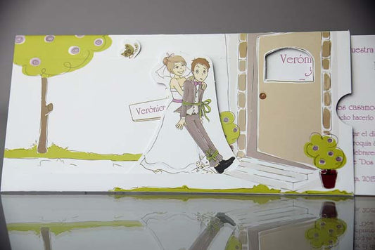 34947-esküvői meghívó-rajz, vicces, zöld-Erdélyi Esküvői Meghívók