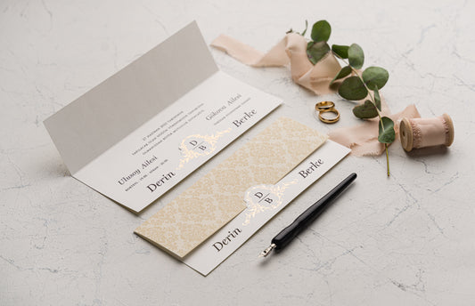 9178-esküvői meghívó-arany, elegans, krem-Erdélyi Esküvői Meghívók