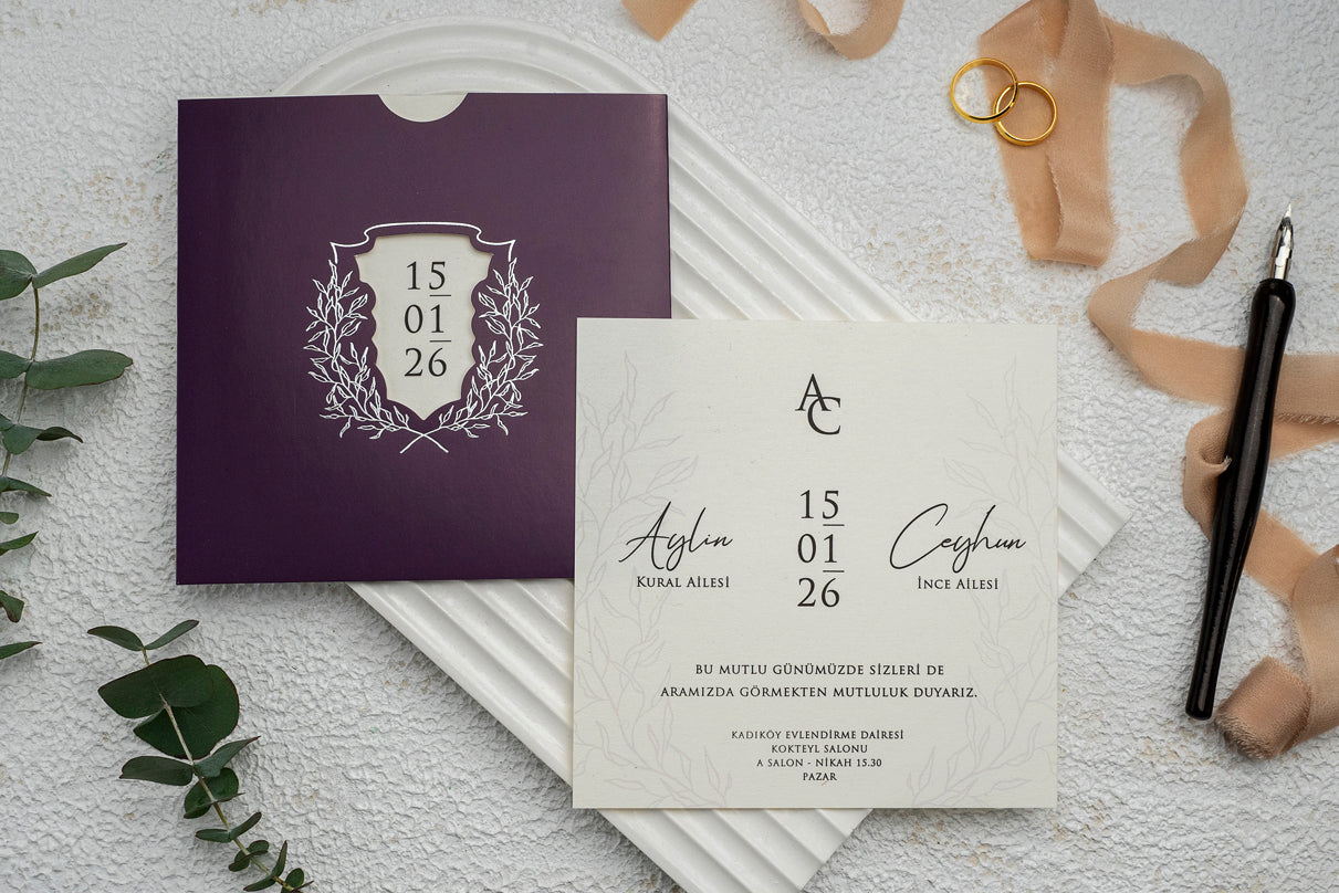9284 - Elegáns Esküvői Meghívó-esküvői meghívó-Erdélyi Esküvői Meghívók-elegáns,ezüst,lila-Erdélyi Esküvői Meghívók