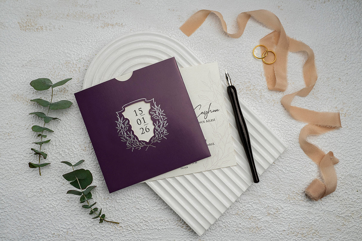 9284 - Elegáns Esküvői Meghívó-esküvői meghívó-Erdélyi Esküvői Meghívók-elegáns,ezüst,lila-Erdélyi Esküvői Meghívók