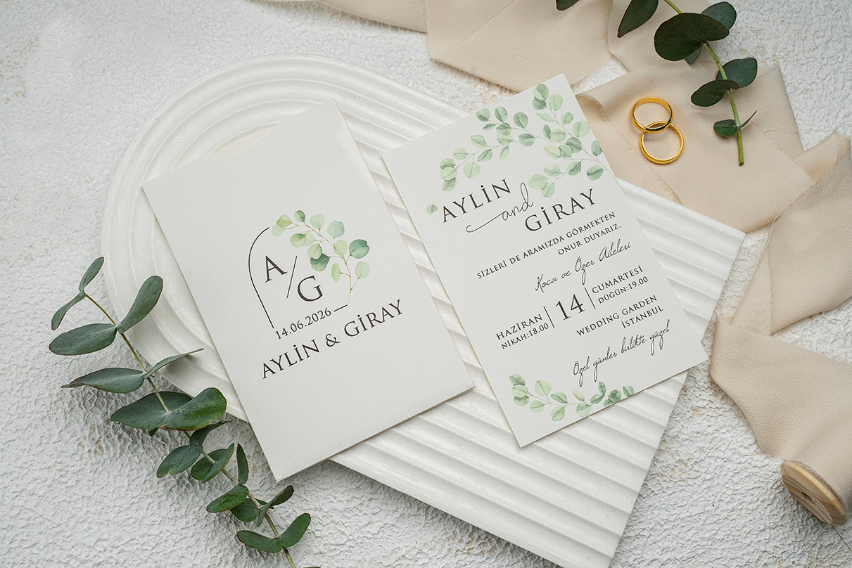 9294 - Greenery Esküvői meghívó-esküvői meghívó-Erdélyi Esküvői Meghívók-greenery,level,zöld-Erdélyi Esküvői Meghívók