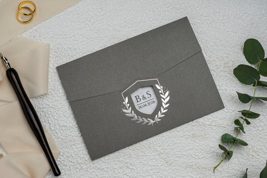 9304 - Elegáns Esküvői Meghívó-esküvői meghívó-Erdélyi Esküvői Meghívók-ezüst,szürke-Erdélyi Esküvői Meghívók