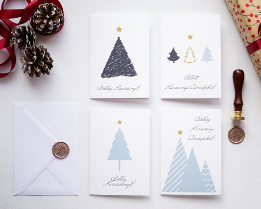 Minimalista Karácsonyi képeslap, kinyitható, borítékkal - KK01-Képeslap-Erdélyi Esküvői Meghívók-Karácsony,Képeslap-Erdélyi Esküvői Meghívók