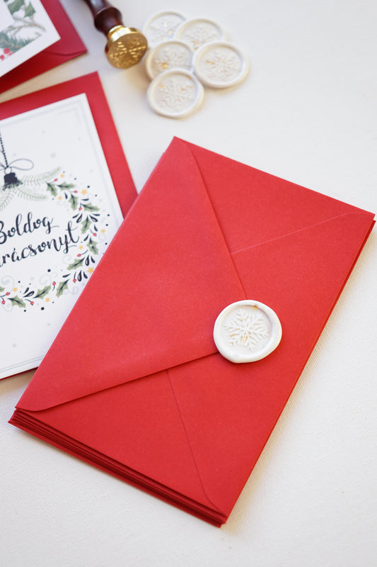 Karácsonyi, aranyfólia darabos hópehely viaszpecsét-viaszpecsét-Erdélyi Esküvői Meghívók-Karácsony,viaszpecsét-Erdélyi Esküvői Meghívók