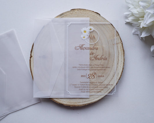 9221 - Plexi esküvői meghívó-esküvői meghívó-Erdélyi Esküvői Meghívók-pausz,plexi,premium,virág-Erdélyi Esküvői Meghívók