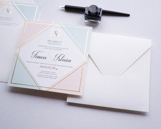 1135 - Dombornyomott Esküvői Meghívó-esküvői meghívó-Erdélyi Esküvői Meghívók-arany,dombornyomott,ezüst,fehér,summer-Erdélyi Esküvői Meghívók