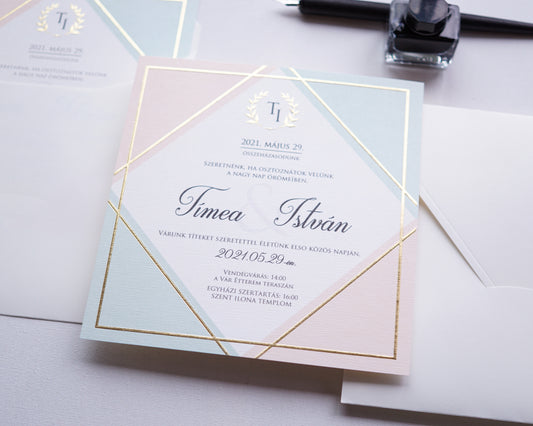 1135 - Dombornyomott Esküvői Meghívó-esküvői meghívó-Erdélyi Esküvői Meghívók-arany,dombornyomott,ezüst,fehér,summer-Erdélyi Esküvői Meghívók