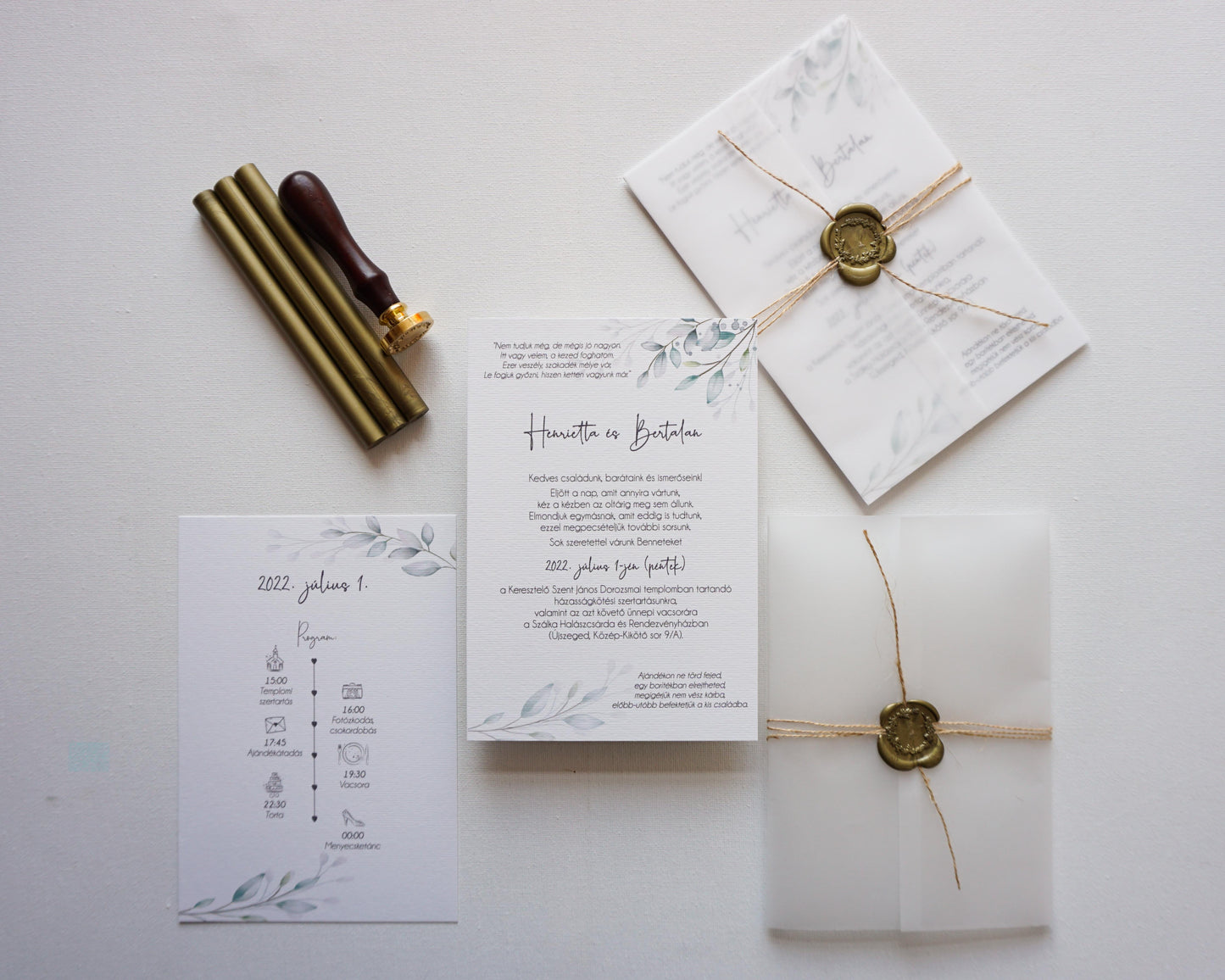 EM30 - Greenery wedding invitation with pause cover