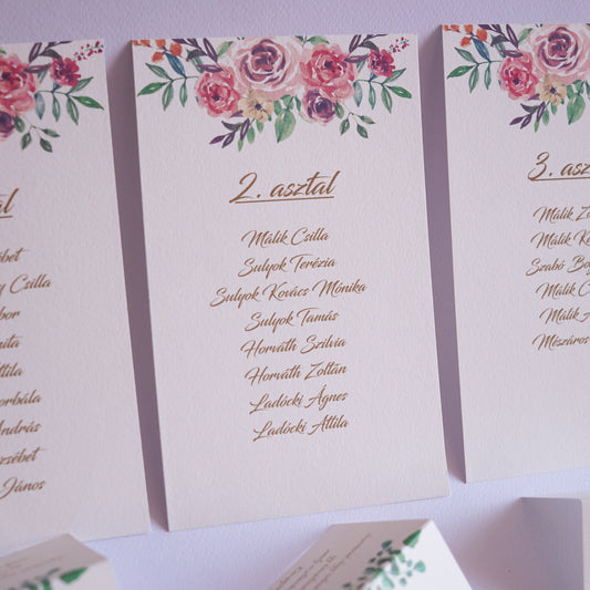 UR24 - Aquarelle virágmintás ültetési rend-Ültetési rend-Erdélyi Esküvői Meghívók-virág-Erdélyi Esküvői Meghívók
