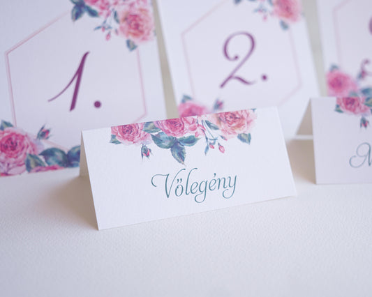 AS14 - Bazsarózsás asztalszám-Asztalszám-Erdélyi Esküvői Meghívók-asztalszám,piros,rózsa,watercolor-Erdélyi Esküvői Meghívók