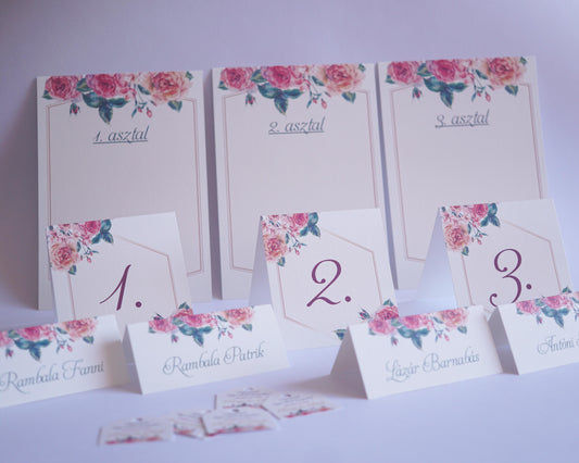 UR25 - Bazsarózsás ültetési rend-Ültetési rend-Erdélyi Esküvői Meghívók-rózsa,virág-Erdélyi Esküvői Meghívók