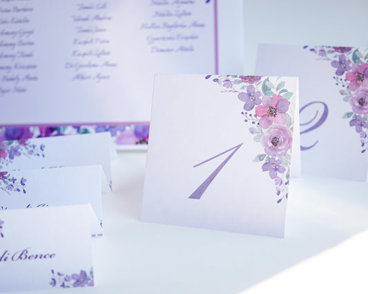 AS09 - Lila aquarelle virágos asztalszám-Asztalszám-Erdélyi Esküvői Meghívók-asztalszám,lila,watercolor-Erdélyi Esküvői Meghívók