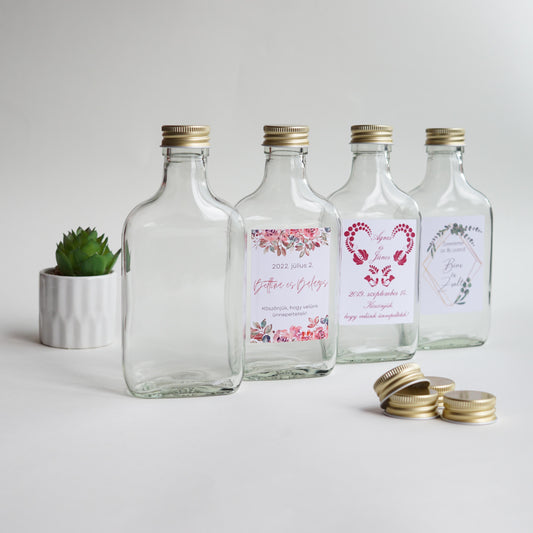 Ajándék üvegpalack - Taschen 200 ml-Palack-Erdélyi Esküvői Meghívók-ajándék-Erdélyi Esküvői Meghívók