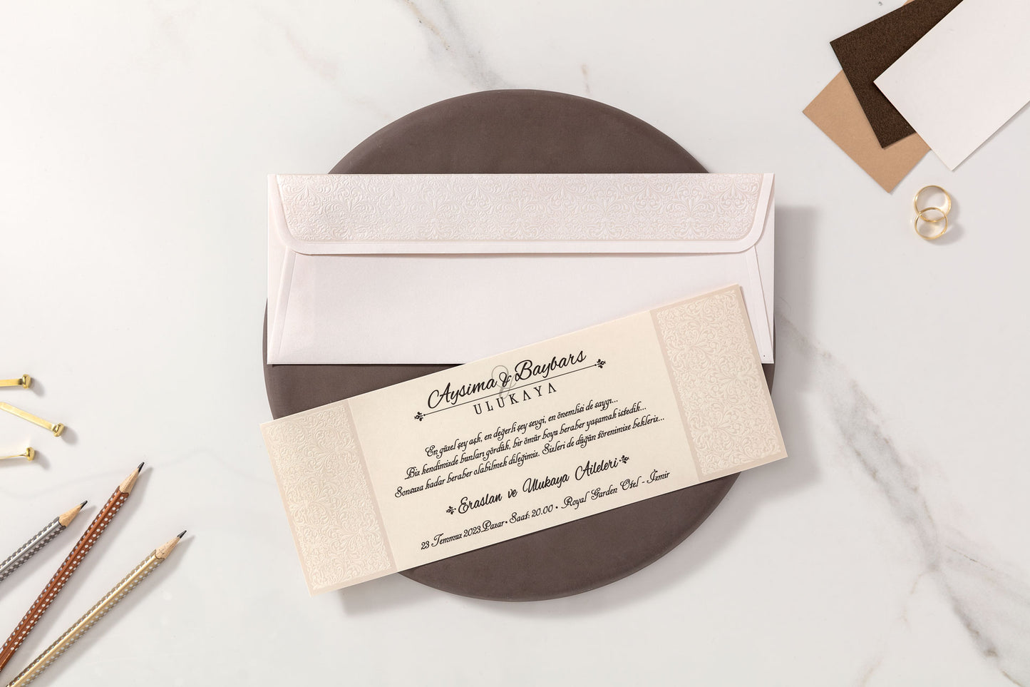 10369 - Elegáns domobornyomott esküvői meghívó