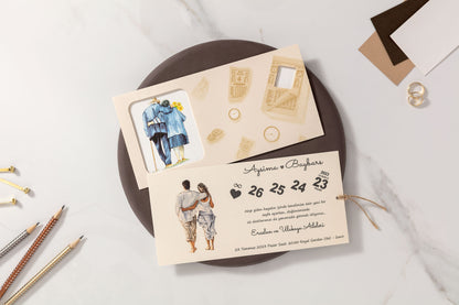 10461 - Kihúzható fiatal párt ábrázoló esküvői meghívó