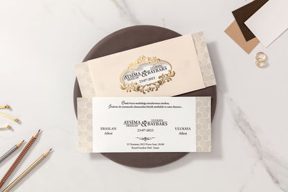 10522 - Tokos esküvői meghívó arany mintával