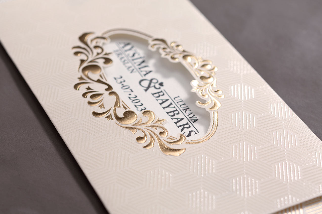 10522 - Tokos esküvői meghívó arany mintával