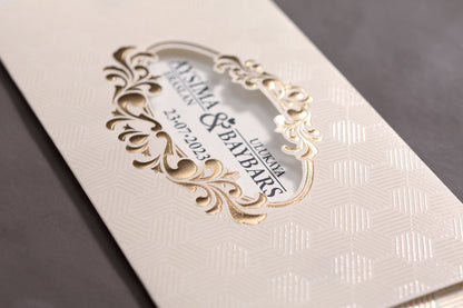 10522 - Tokos esküvői meghívó arany mintával