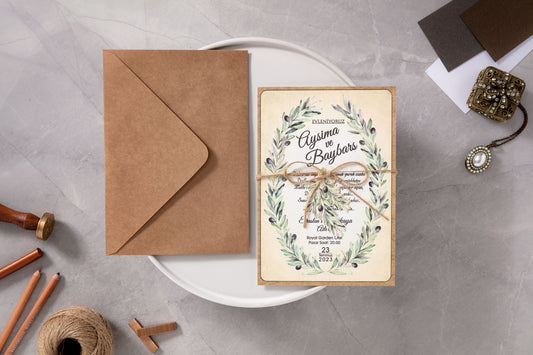 10529 - Oliva leveles esküvői meghívó