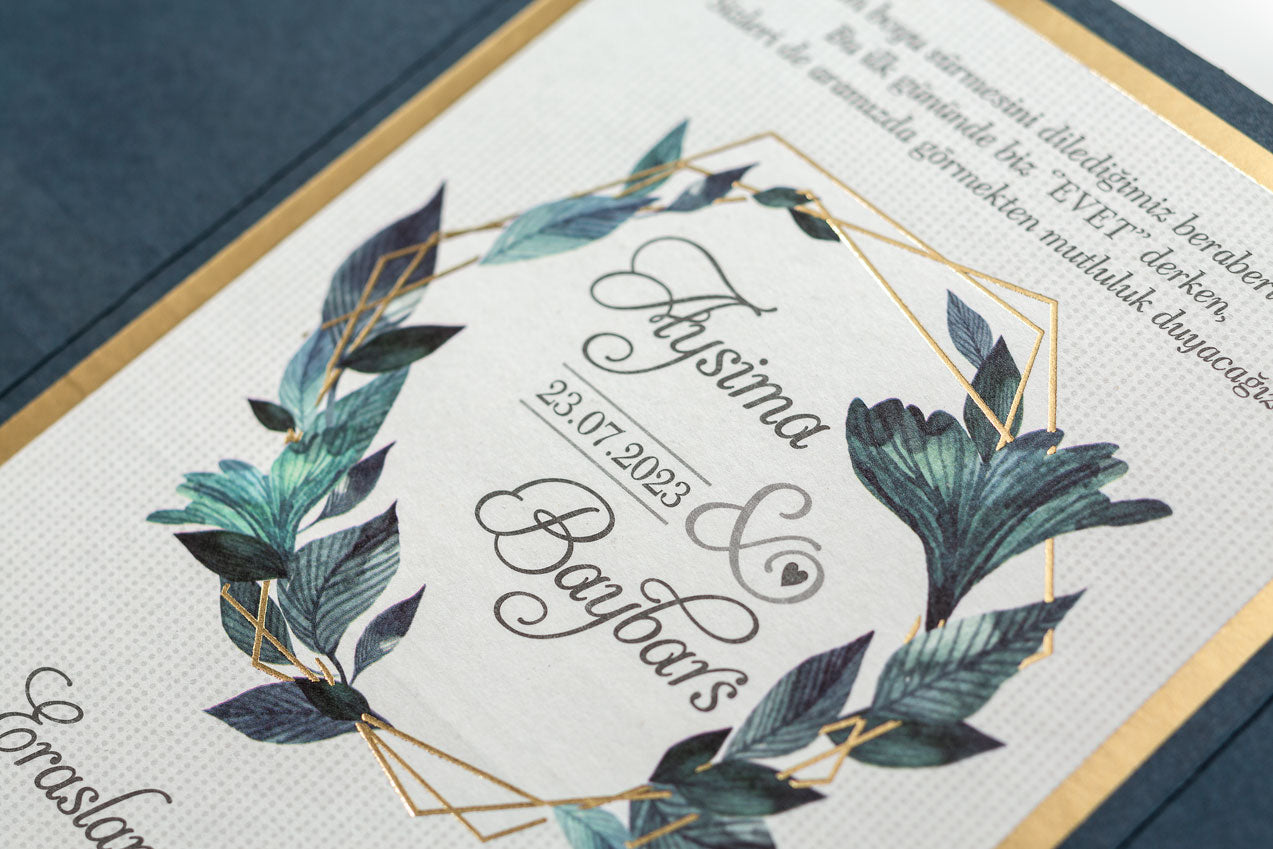 10540 - Levélmintás kinyitható esküvői meghívó