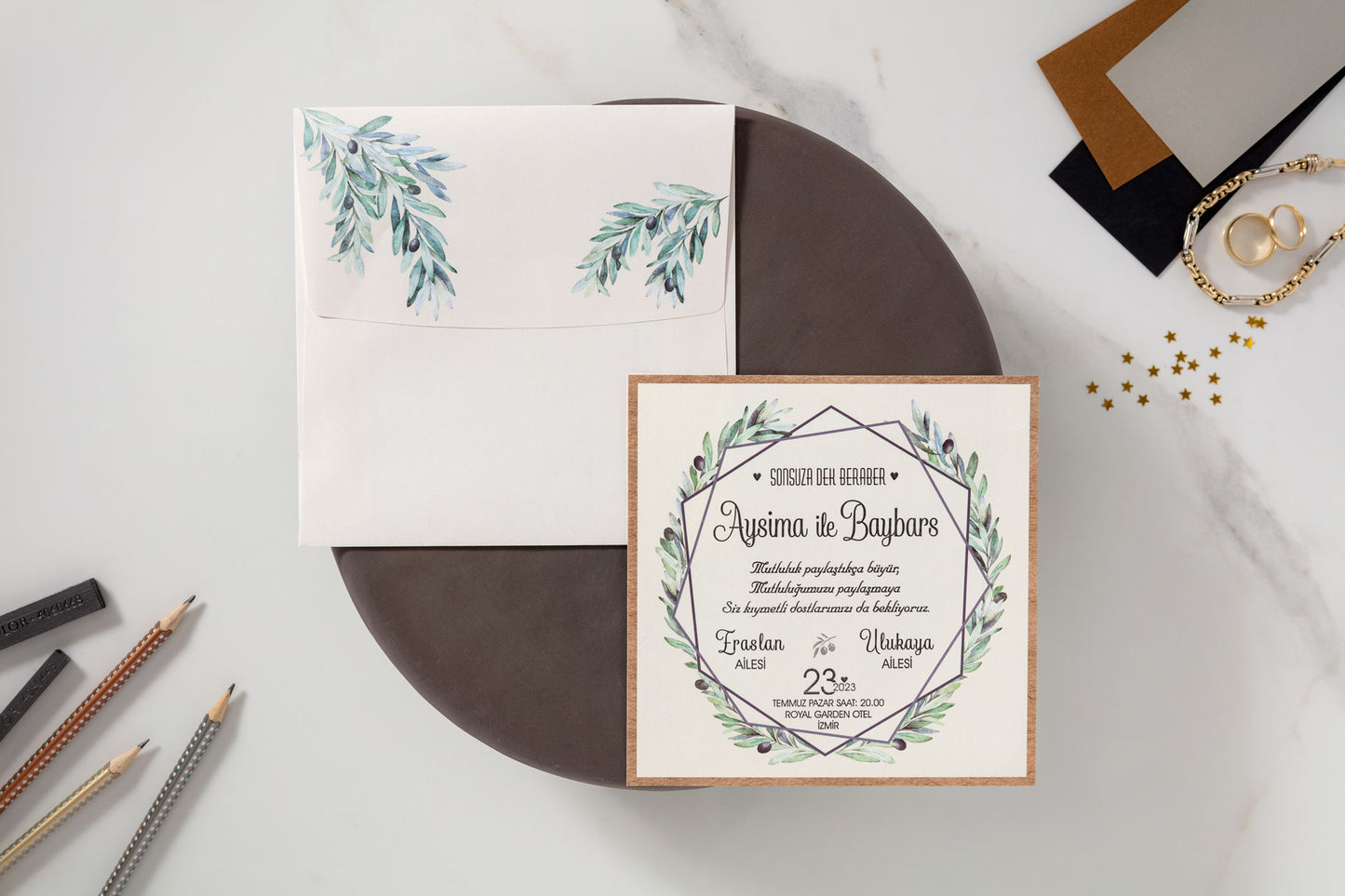 10541 - Olajágas esküvői meghívó