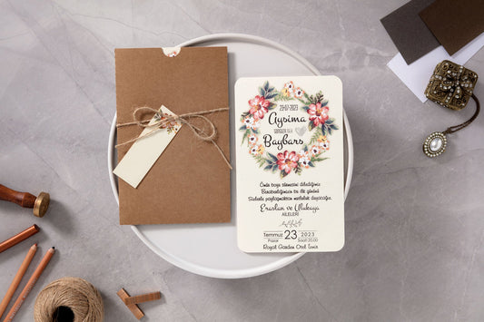 10546 - Tokos esküvői meghívó virág mintával