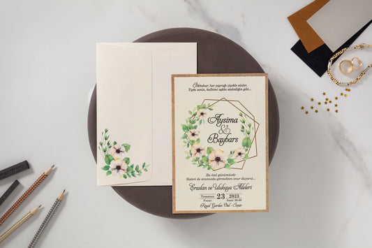 10558 - Virágmintás esküvői meghívó