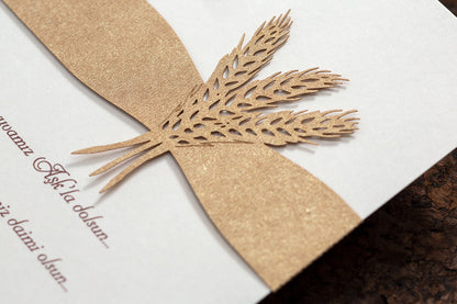 10562 - Lézervágott esküvői meghívó buzakalász mintával