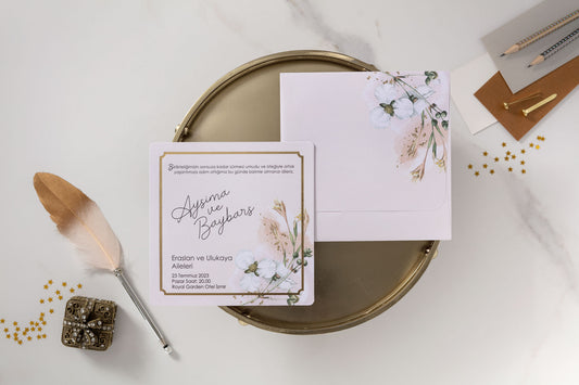 10602 - Virágmintás esküvői meghívó