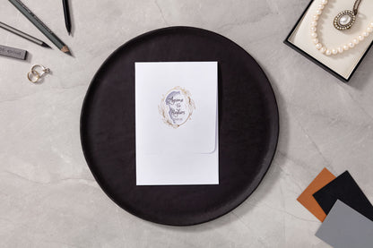 10609 - Aranyozott virágmintás esküvői meghívó