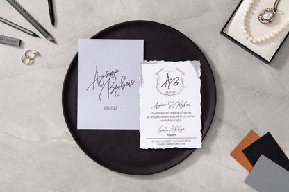 10614 - Ezüst mintás esküvői meghívó