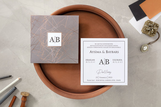 10632 - Tokos esküvői meghívó geometrikus mintával