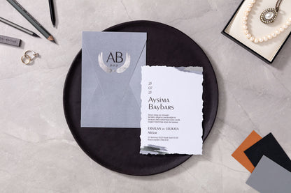 10644 - Modern esküvői meghívó ezüst mintával