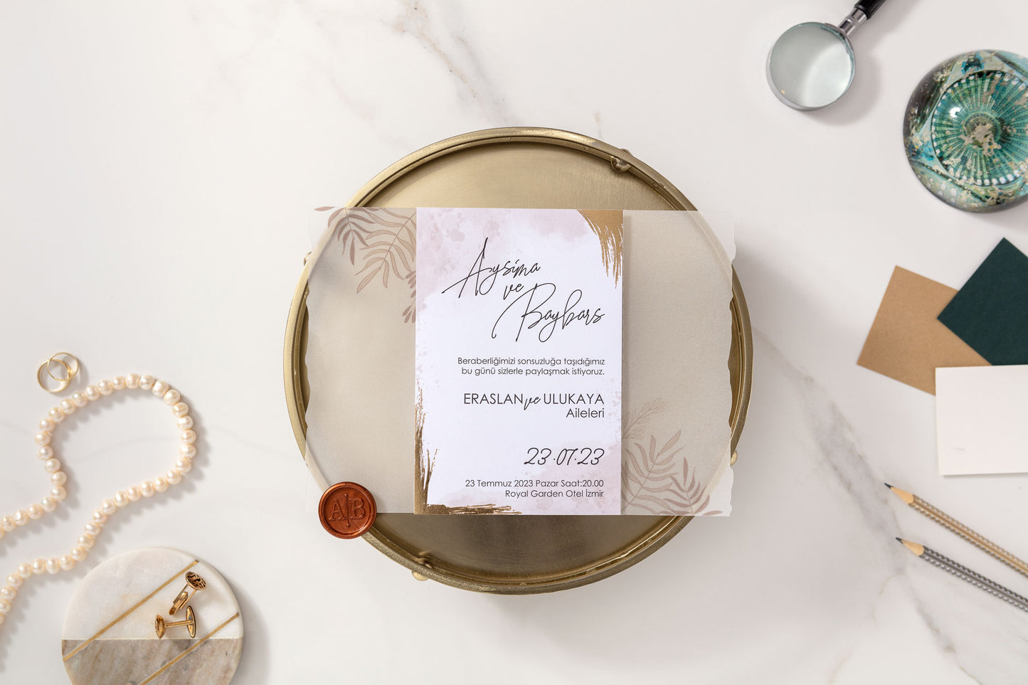 10657 - Elegáns pausz tokos esküvői meghívó