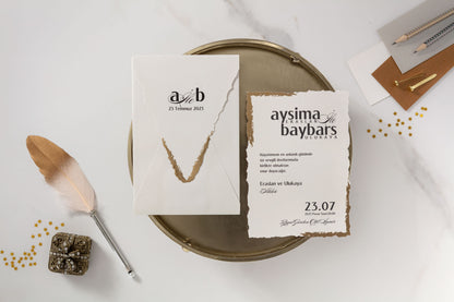 10673 - Elegáns aranyfóliás esküvői Meghívó