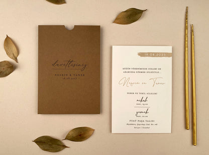 12251 - Minimalista esküvői meghívó barna tokban